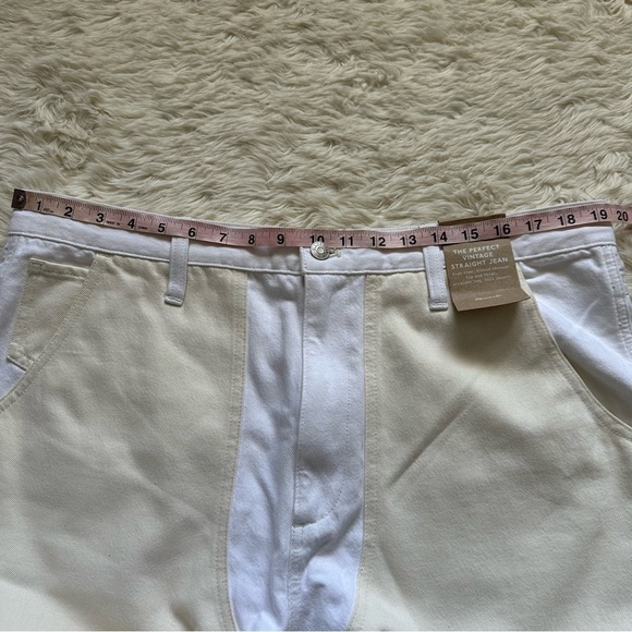 Madewell Jeans The '90s Straight: Two-Tone Workwear Edition White 33 NWT New - Picture 10 of 13
